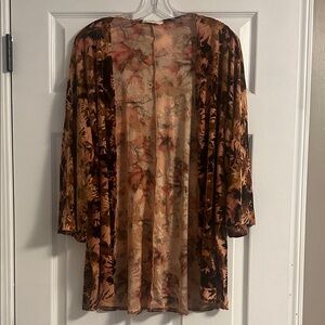 Entro Peach Burnout Velvet Kimono Cardigan